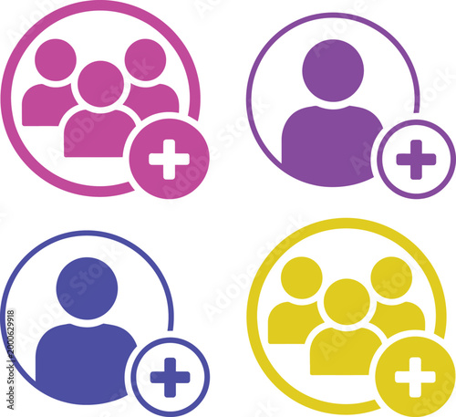 Icons representing group and individual user additions