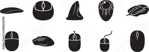 Computer mouse icon set in clean vector style isolated on white for web, app, UI and design use.