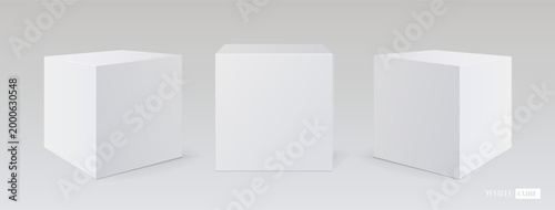 3D realistic white simple podium. Square display showroom or stage showcase. Platforms vector design for presentation or pedestal. Stage mockup 