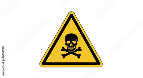 Skull and Crossbones Warning Sign for Poisonous Toxic Hazard Isolated White Background