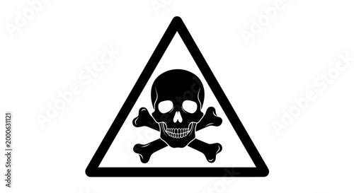 Toxic Hazard Warning Sign with Skull and Crossbones, isolated white background.