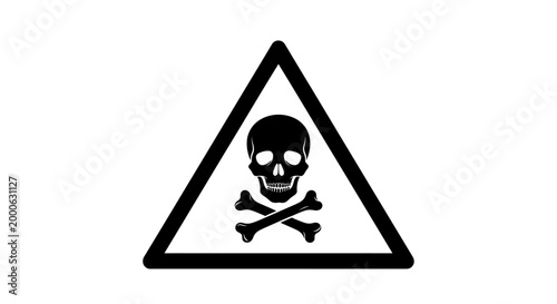 Poison Hazard Warning Sign with Skull and Crossbones, isolated white background.
