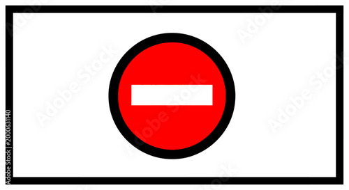 No Entry Prohibition Sign with Red Circle and White Bar, isolated white background.