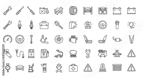 Set of Car Repair and Maintenance Icons.