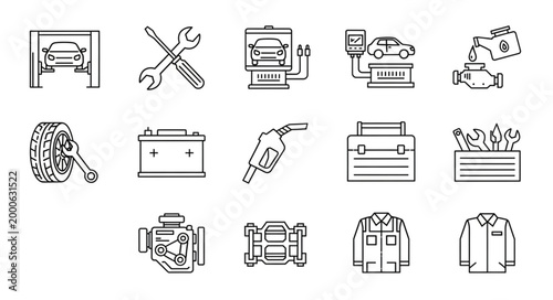 Set of Car Repair and Maintenance Icons.