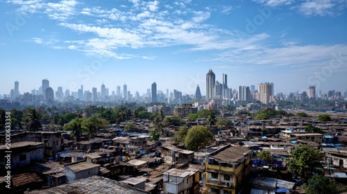 Urban Landscape View of Mumbai Showing Modernity and Tradition