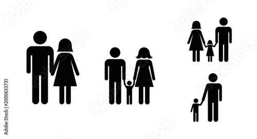 Family Icons Representing Different Family Structures and Relationships.