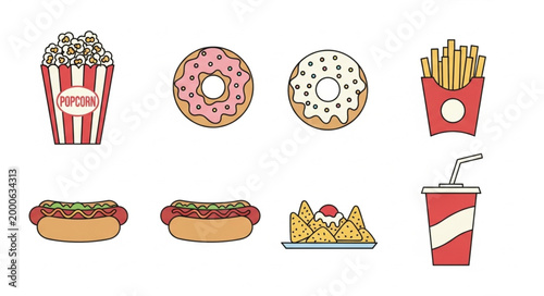 Collection of popular fast food items and snacks.