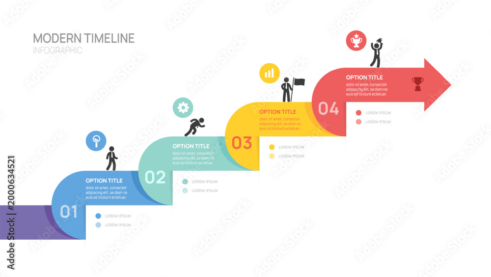 Obraz premium Infographics roadmap label arrow symbol timeline business growth 4 steps to success template.