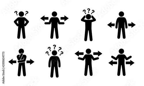 Canvas Print Decision Making Icons, Choice Dilemma Symbols, Question Mark People Graphics, Di