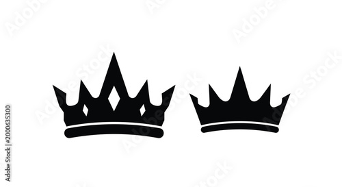 two crown silhouettes on white background silhouette