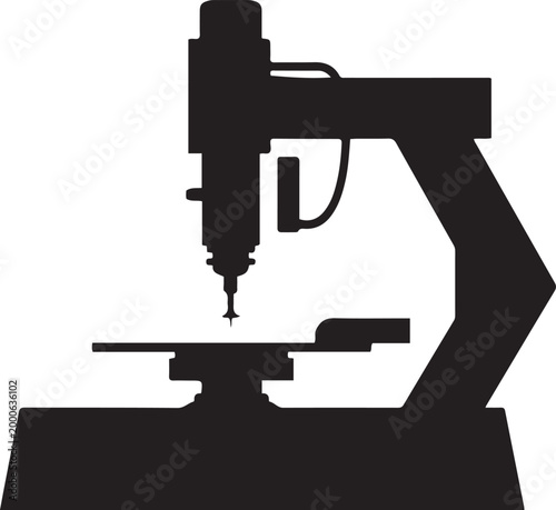 A black silhouette of a coordinate measuring machine. Silhouette vector illustration