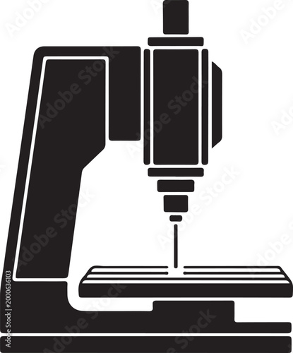 A black silhouette of a coordinate measuring machine. Silhouette vector illustration