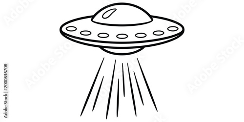 Ufo flying saucer spaceship icon line drawing