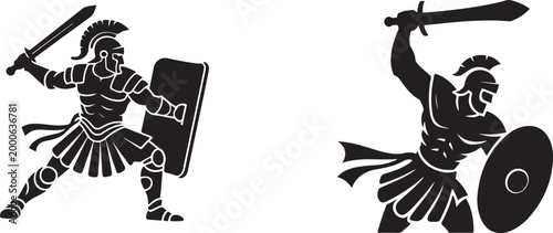 Gladiator. Silhouette vector illustration