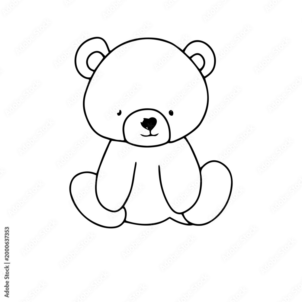 Fototapeta premium Handrawn baby bear variant activity. coloring page design for presschool. eat, sleep, bathup, 