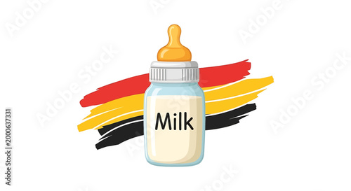 Baby milk bottle with german flag background