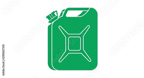 Green jerrycan icon, fuel container for gasoline or diesel, flat vector illustration