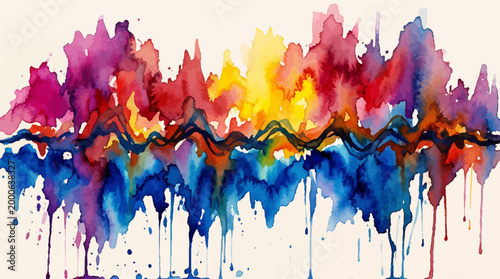 Colorful watercolor paint splatter on white background