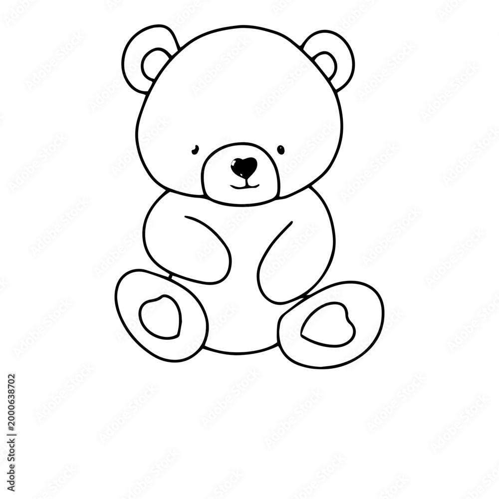 Fototapeta premium Handrawn baby bear variant activity. coloring page design for presschool. eat, sleep, bathup, 