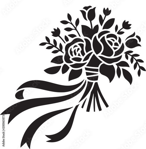 Bride Bouquet Wedding. Silhouette vector illustration