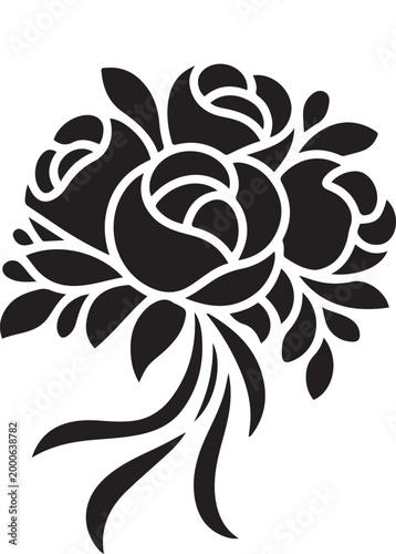 Bride Bouquet Wedding. Silhouette vector illustration