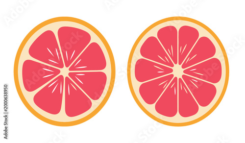 Two halved grapefruits a vibrant citrus display with rich red flesh