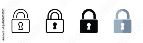 Padlock vector icon symbol outline solid black and grey colors security.