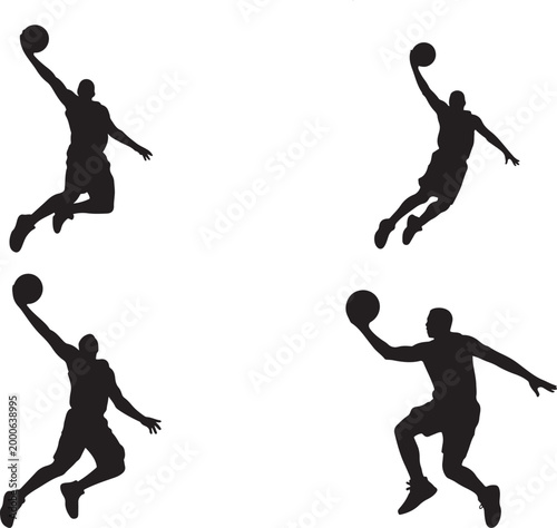Set of a Basketball Player. Silhouette vector illustration
