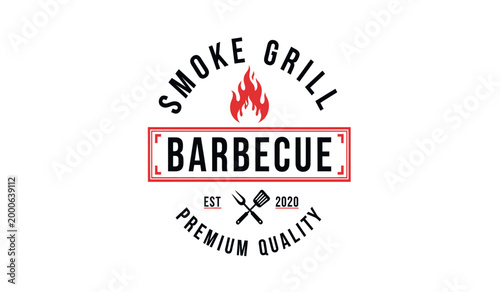 Smoke grill barbecue a vintage style logo for outdoor cooking and dining
