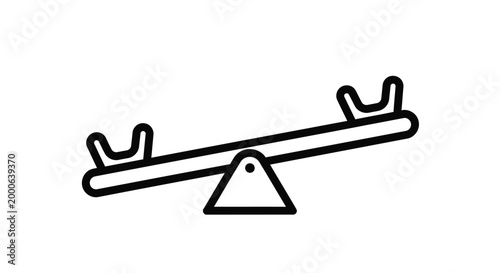 Simple line art illustration of a seesaw for children's play on white background