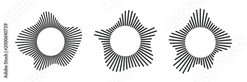 Sound equalizer icon with lines. abstract radial music icons. round music soundwave shape. Voice recognition and frequency design
