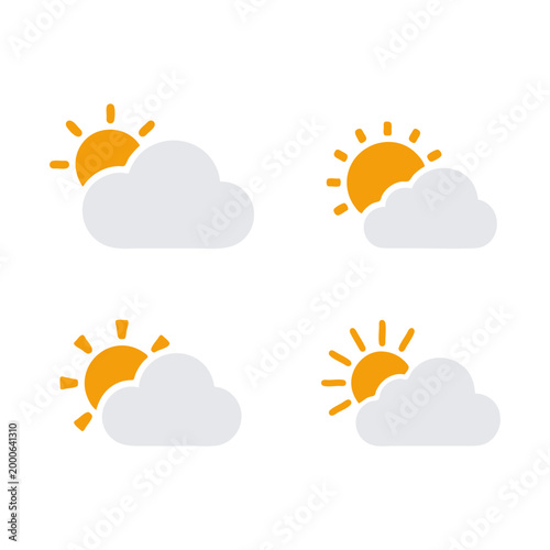 Minimal sun and cloud icon with simple shapes. Clean flat SVG design ideal for weather apps, forecasts, climate graphics, and seasonal visuals.