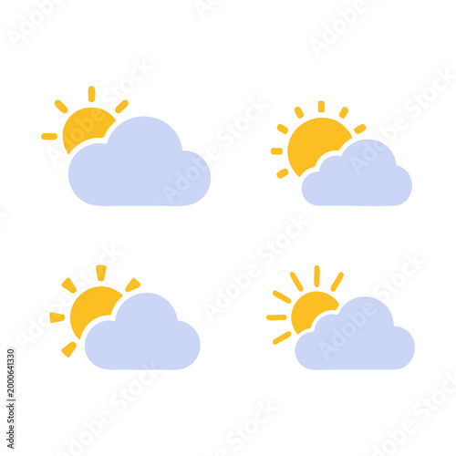 Minimal sun and cloud icon with simple shapes. Clean flat SVG design ideal for weather apps, forecasts, climate graphics, and seasonal visuals.