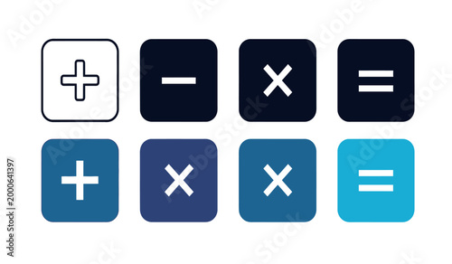 Mathematical operation symbols addition subtraction multiplication division and equals signs