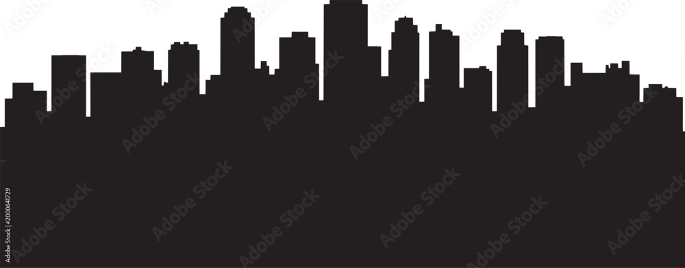 Obraz premium City skyline silhouette buildings black vector illustration against a white background for urban design