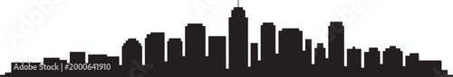 City skyline silhouette vector illustration with modern buildings in a flat minimalist black style design