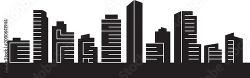 City skyline vector illustration black silhouette buildings in a panoramic urban landscape in outline style