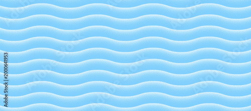 Vector abstract wide background with light blue wavy ripple pattern. Smooth halftone colour flow and grainy texture create calm modern surface for wellness branding and clean layouts