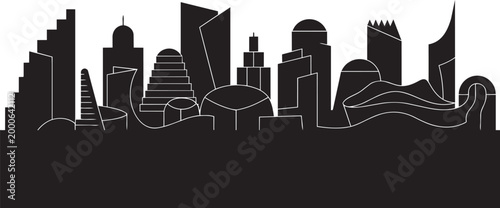 City skyline vector illustration with modern buildings skyscrapers and architectural silhouettes with towers