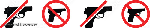Set of gun prohibition symbols indicating no firearms allowed.