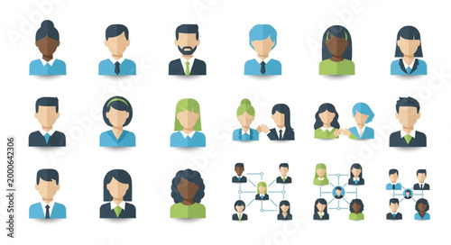 Diverse Group of Professional People Icons Representing Teamwork.