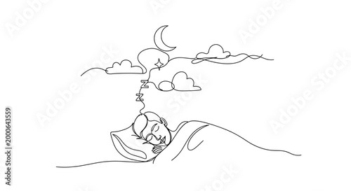 Woman Sleeping on Mountain Side Dreaming.
