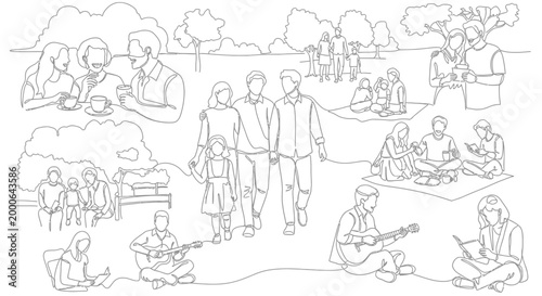 People enjoying outdoor music festival together.