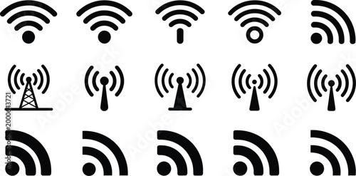 Wifi signal icons set wireless connection internet network communication antenna symbol technology vector design