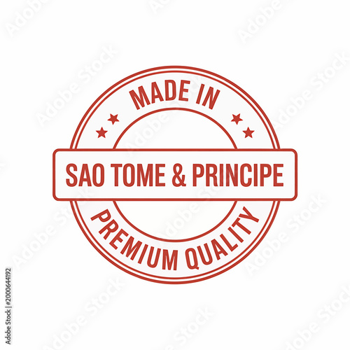Red premium quality made in Sao Tome and Principe stamp seal logo