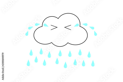 泣きながら雨を降らす雲のイラスト
