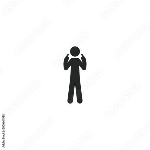 Stick person showing middle finger icon flat vector logo design