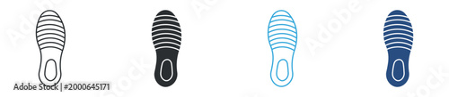 Shoe sole icon set. footwear tread pattern. running shoe bottom view concept. vector illustration.