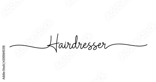 Elegant hairdresser script handwriting design with flourish lines. No editable strokes